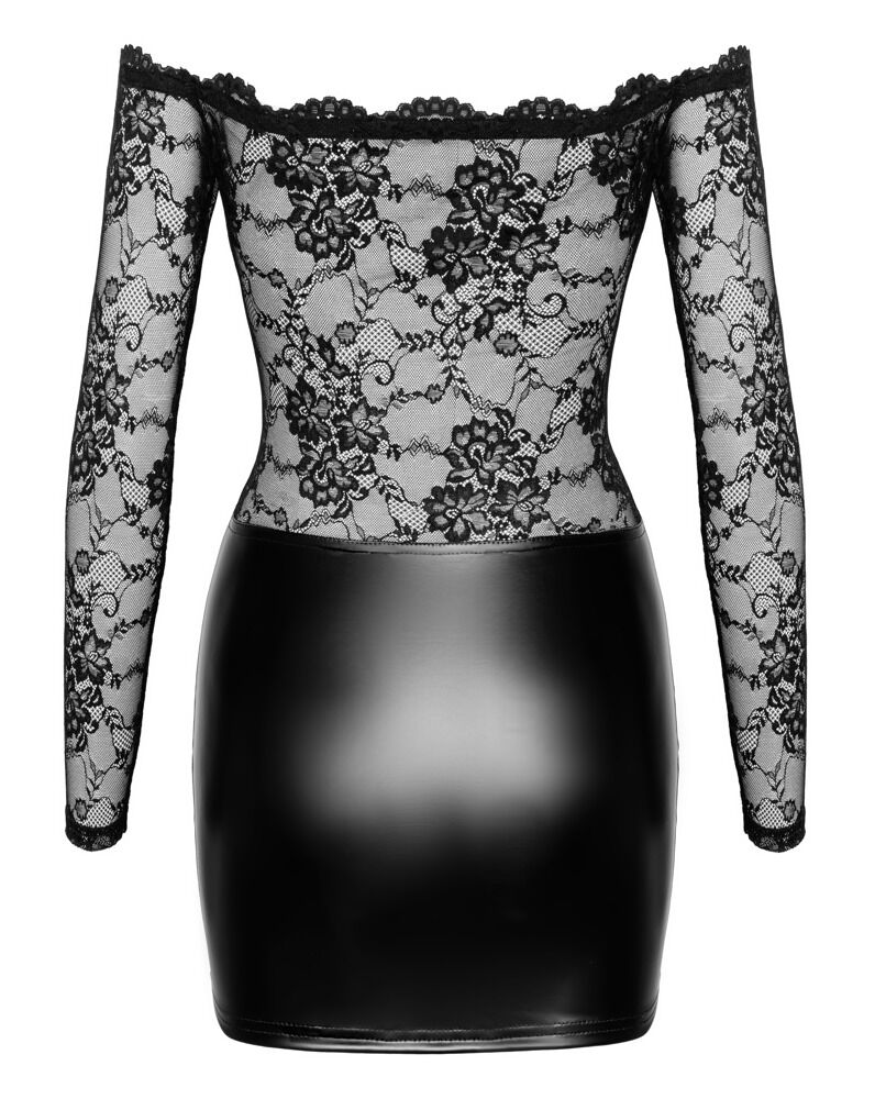 Langarm-Minikleid mit Spitze und Powerwetlook