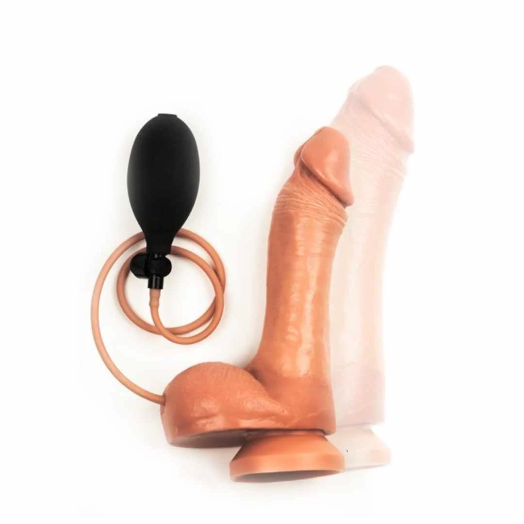 Naturdildo mit Hoden und Pumpe