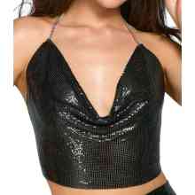 Kurzes Metall Pailletten Crop-Top Kurzes Metall Pailletten Crop-Top