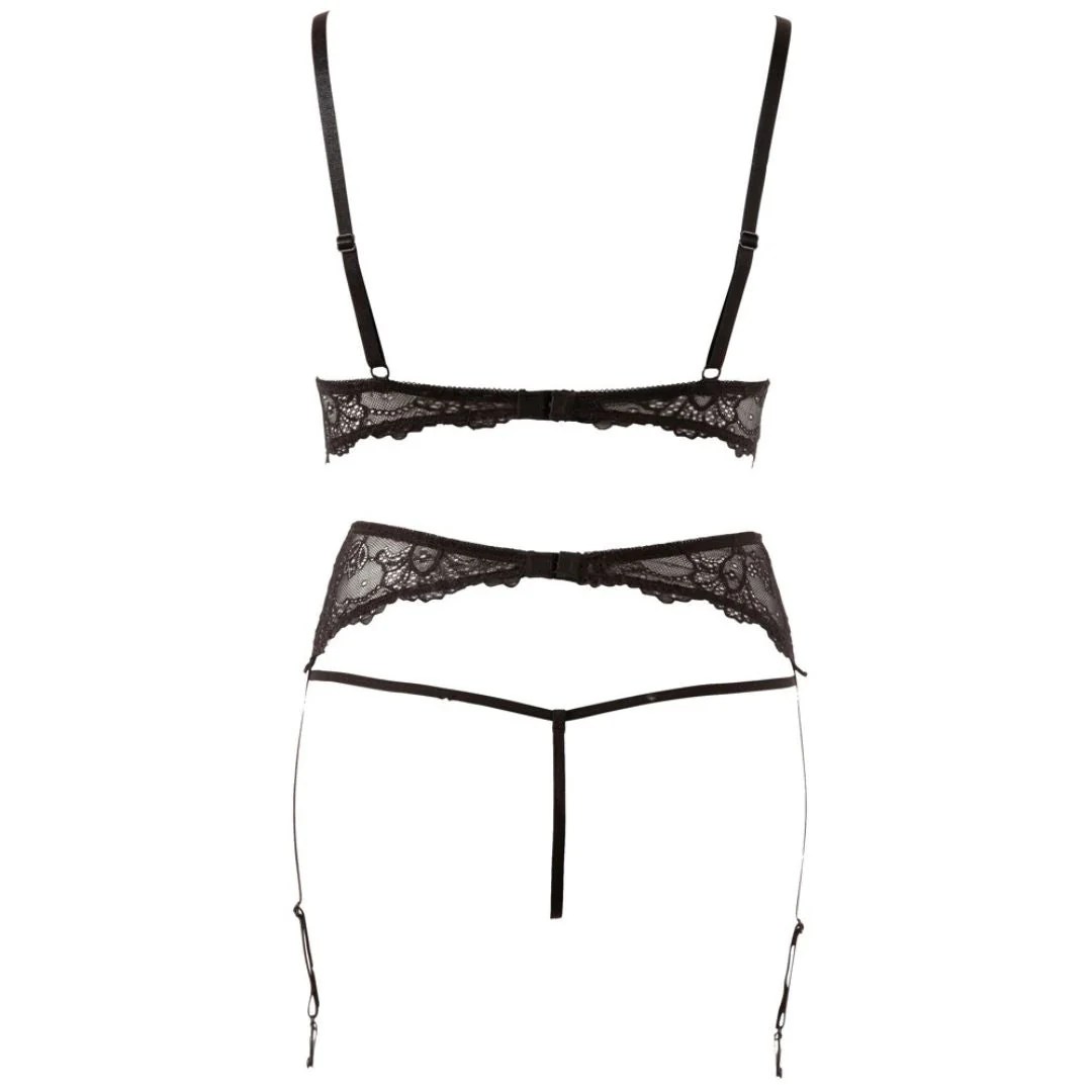 3-teiliges Straps-Set Ouvert mit Schmuckperlen
