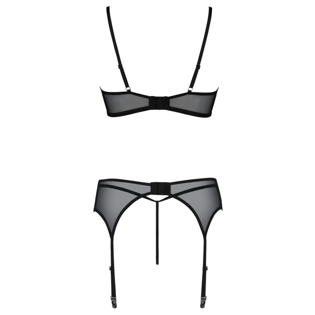 3-teiliges Straps-Set aus Powernet mit Spitze, L/XL - SALE