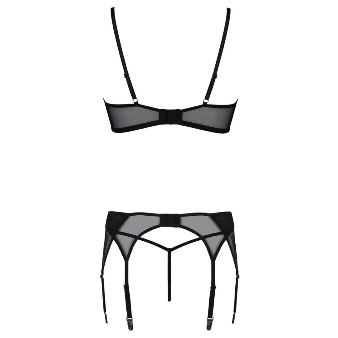 3-teiliges Straps-Set aus Powernet und Spitze, S/M - SALE