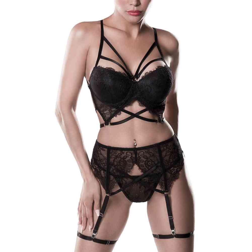 Straps-Set aus Spitze mit Strapsgürtel