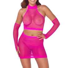 Netz-Set mit Top, Minirock und Armstulpen Netz-Set mit Top, Minirock und Armstulpen