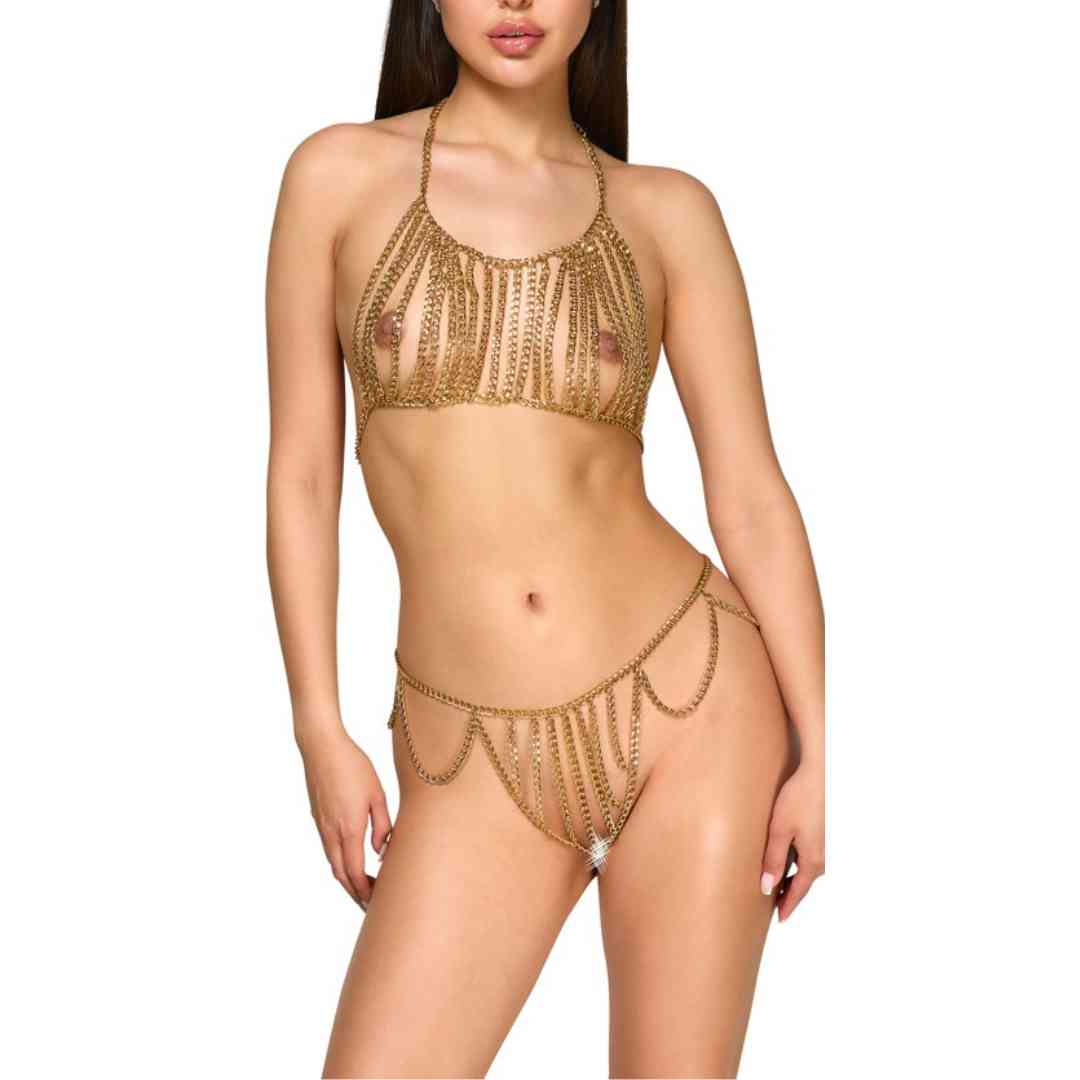 Ketten-Bikini mit Neckholder Top