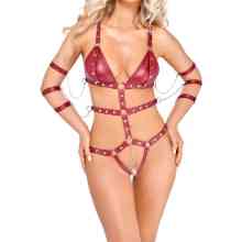 Riemenbody Ouvert mit Fesseln Riemenbody Ouvert mit Fesseln