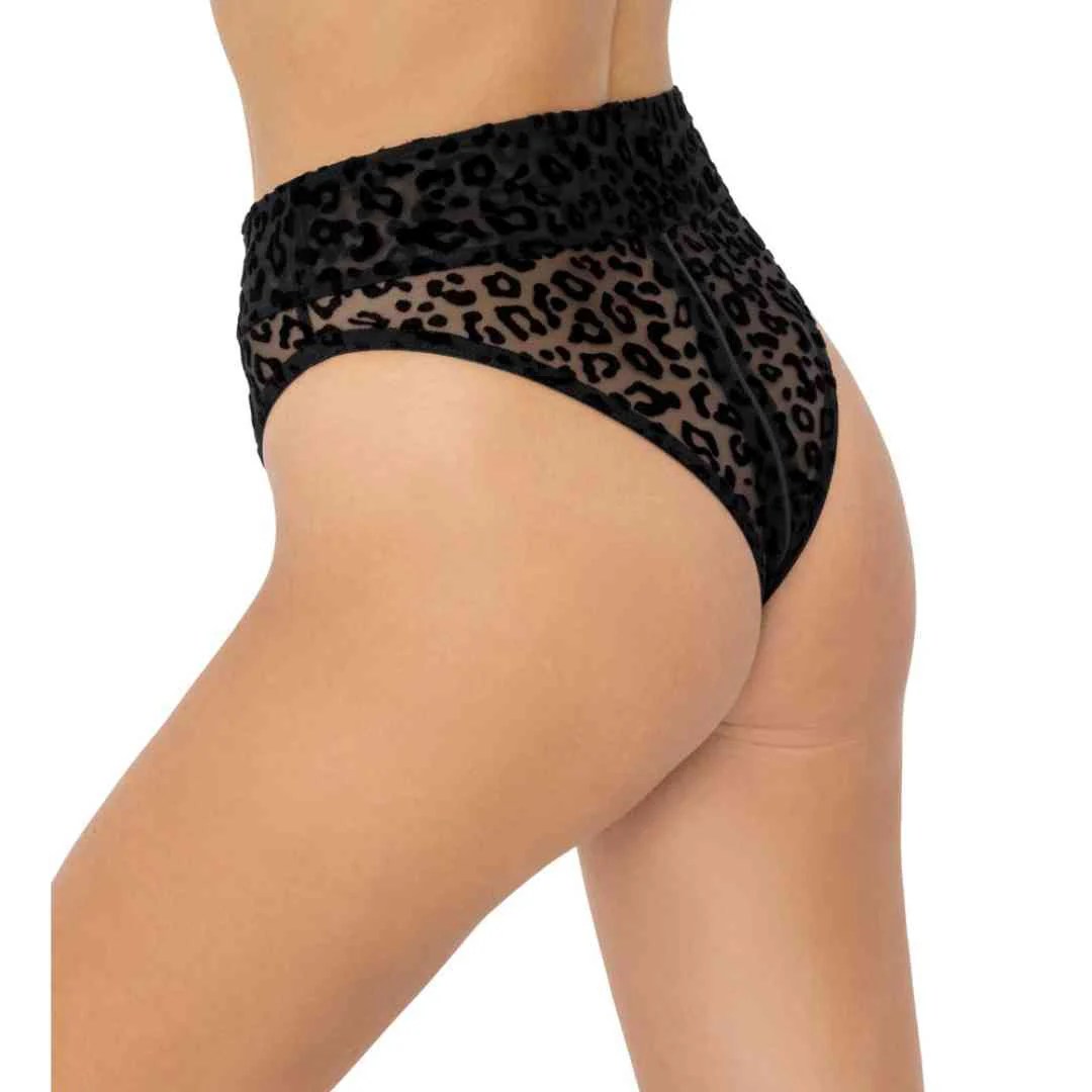 High Waist Slip mit Samtflockprint im Leo-Look