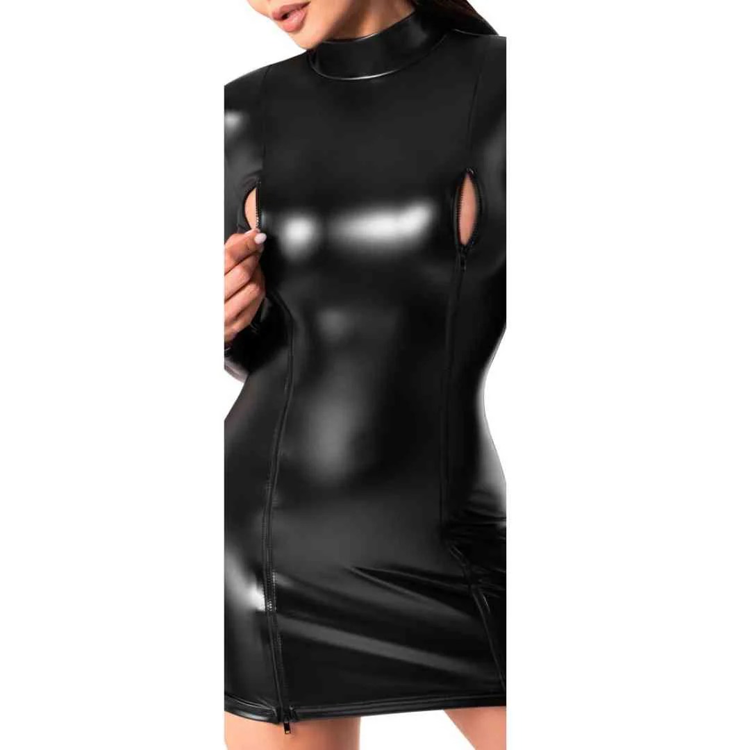 Langarm-Minikleid, hochgeschlossen