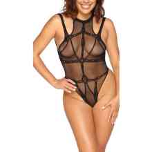 Netz-Body ouvert in Bondage-Bänder-Optik Netz-Body ouvert in Bondage-Bänder-Optik