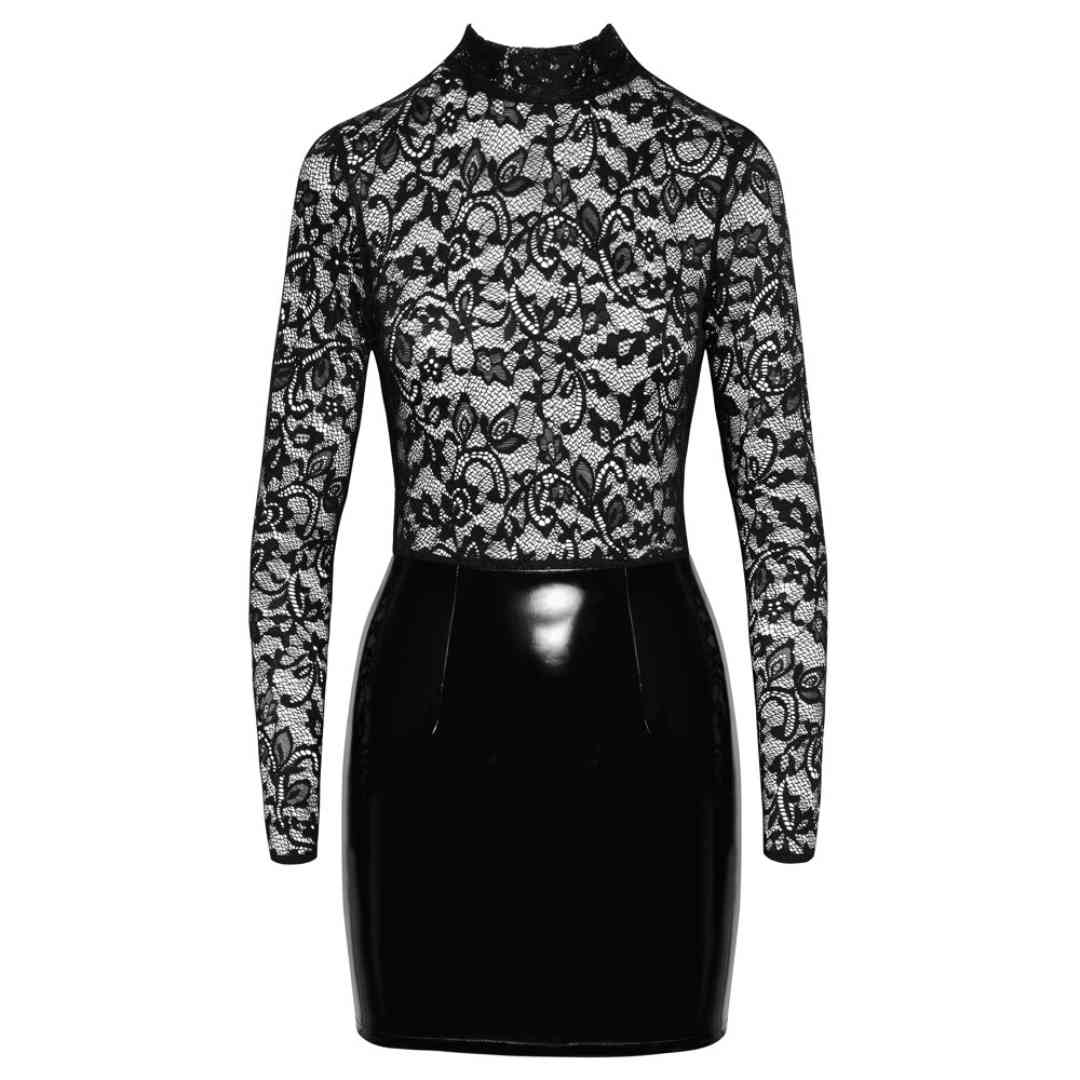 Langarm-Minikleid mit Stehkragen-Neckholder