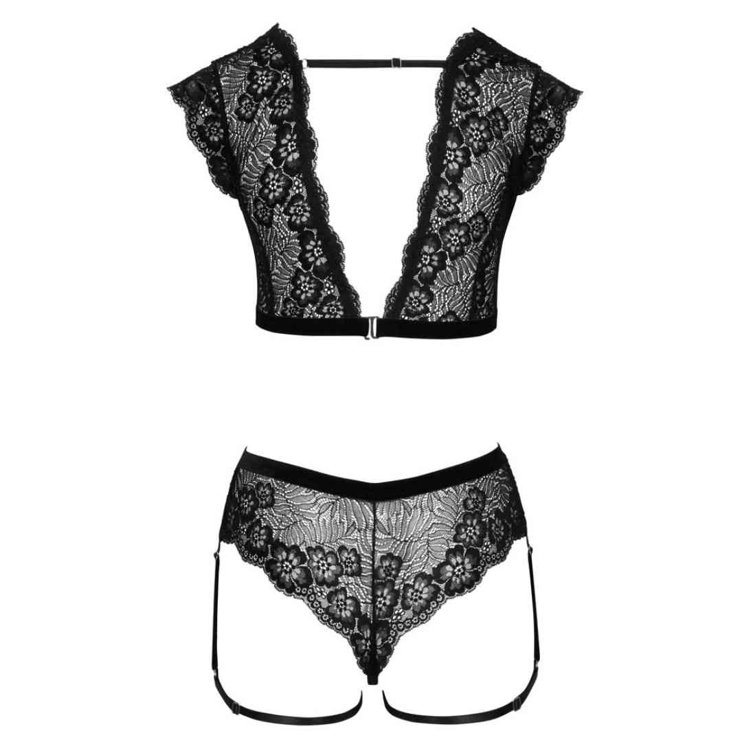 Top & Slip ouvert im Set aus Blütenspitze