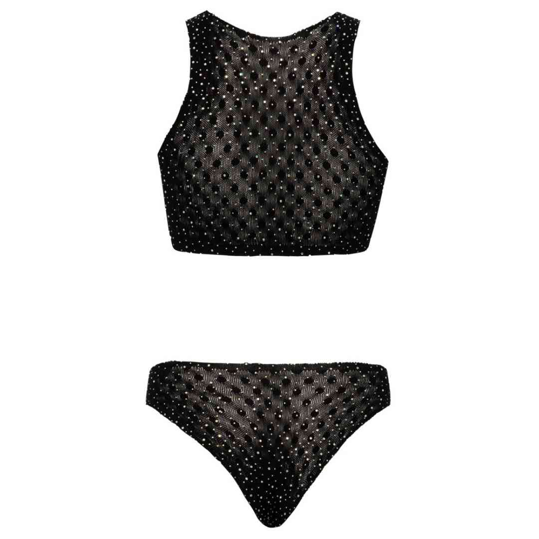 Top & Slip mit Allover-Strassbesatz
