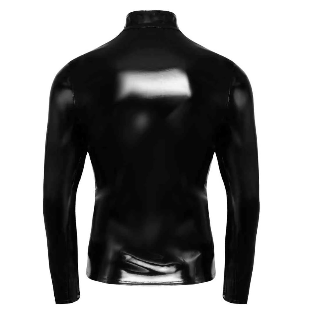Langarm-Shirt aus Lack mit Netz-Einsätzen