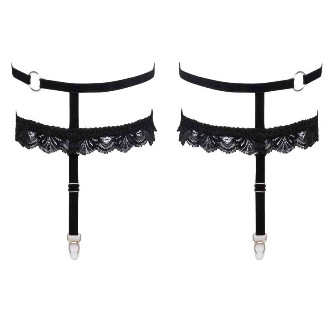Doppel-Straps-Strumpfband mit Spitze