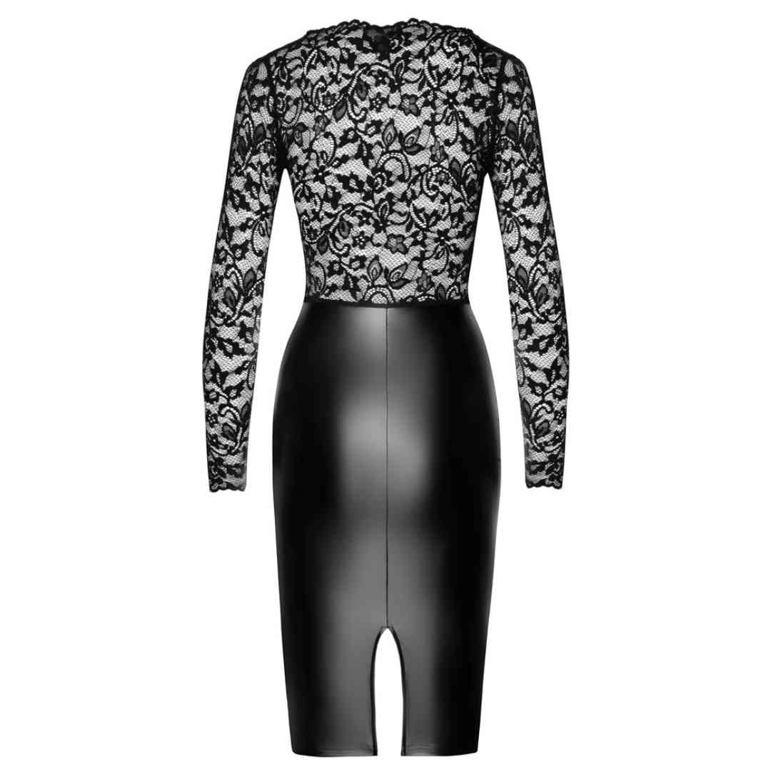 Langarm-Kleid auf Spitze mit Wetlook-Rock