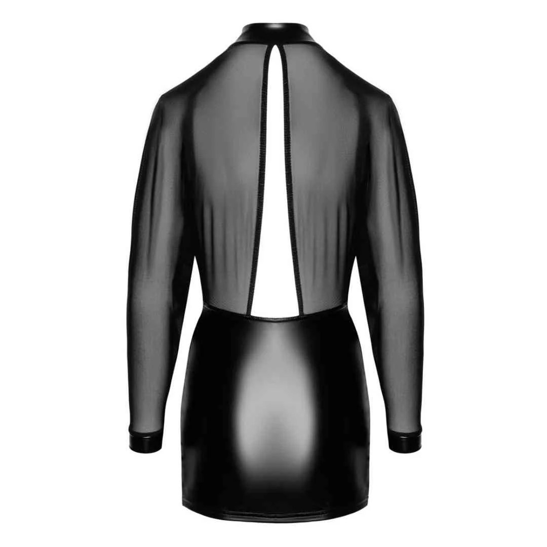 Langarm-Minikleid mit Tüll-Oberteil