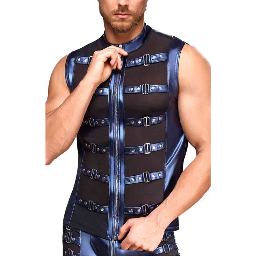 Shirt im Metallic-Mattlook mit Powernet