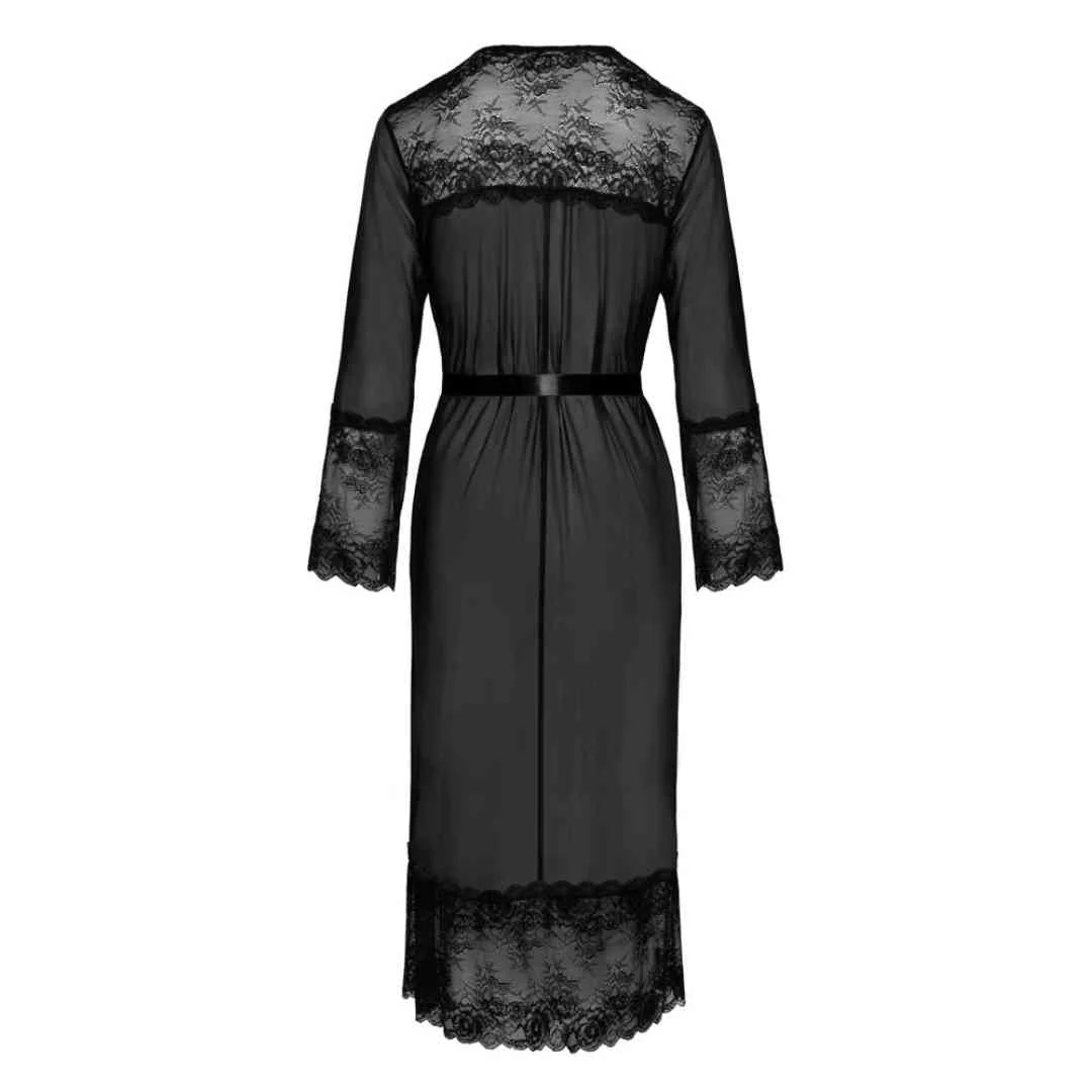 Langer Kimono aus Powernet und Spitze