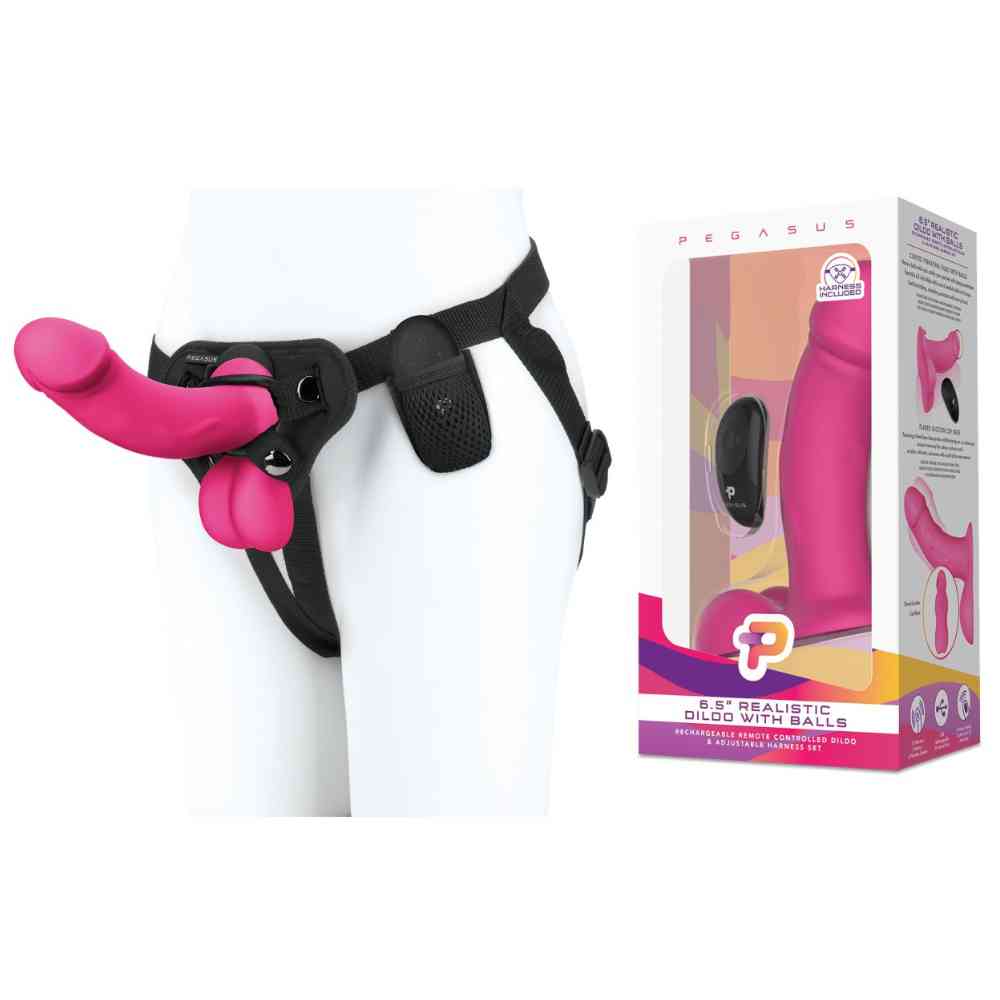 Vibro-Dildo Set mit Hoden & Harness
