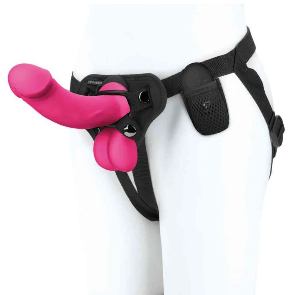 Vibro-Dildo Set mit Hoden & Harness