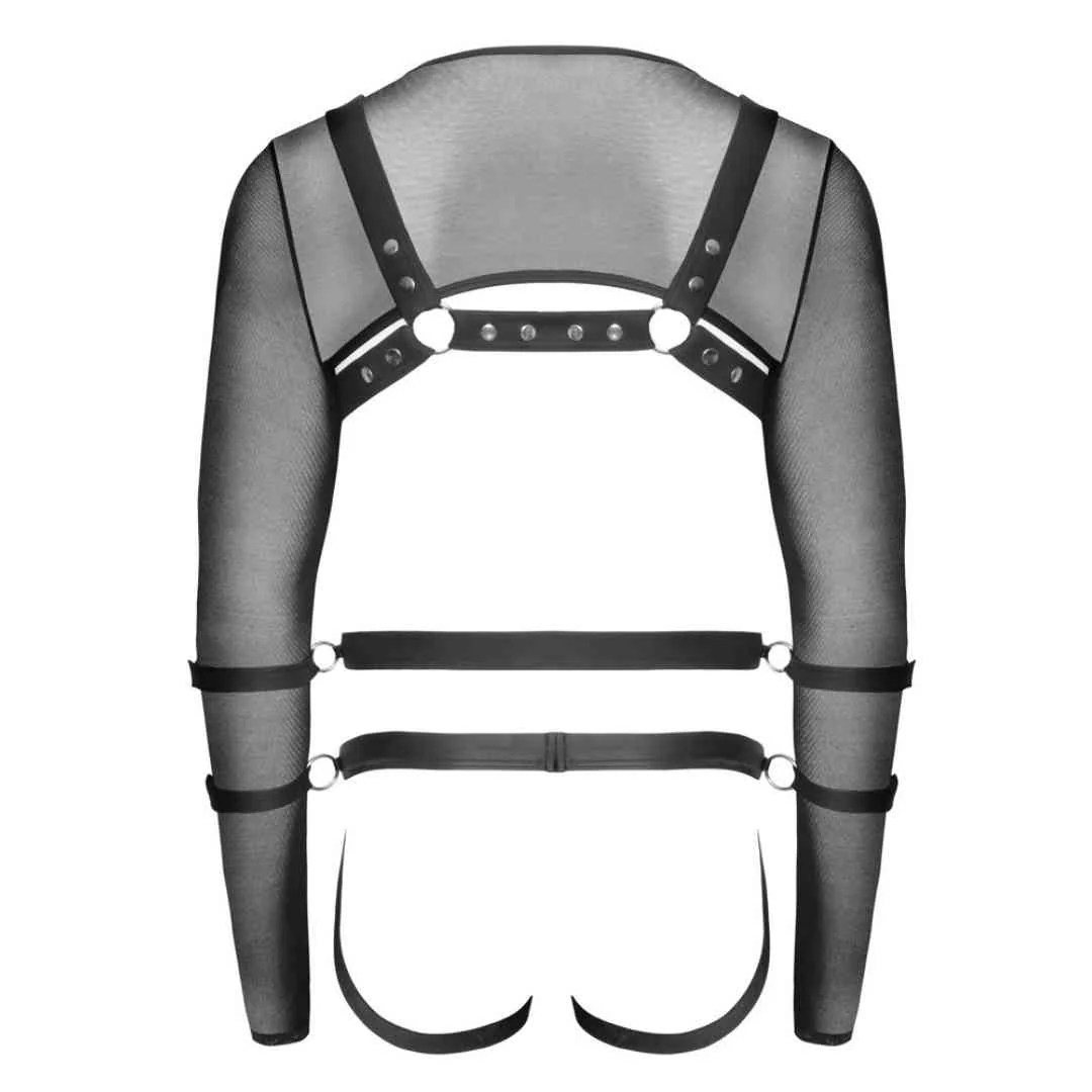 Set aus Crop-Top, Brust-Harness & Jock