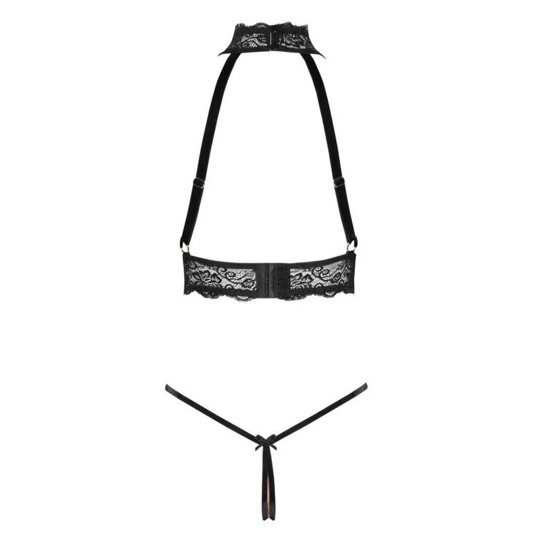 Ouvert-Set mit Top und String mit Samtbändern