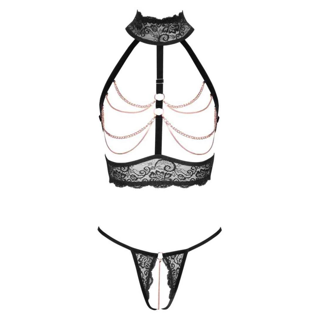 Ouvert-Set mit Top und String mit Samtbändern