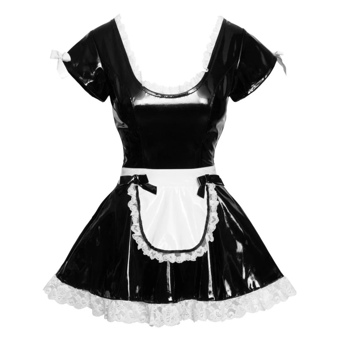Kleid aus Lack mit Spitzendetails