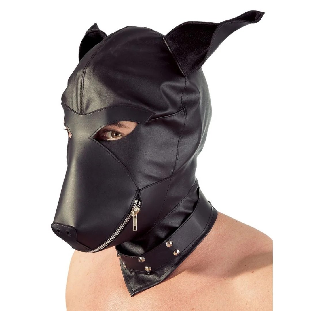 Kopfmaske in Hundeoptik mit Reißverschluss