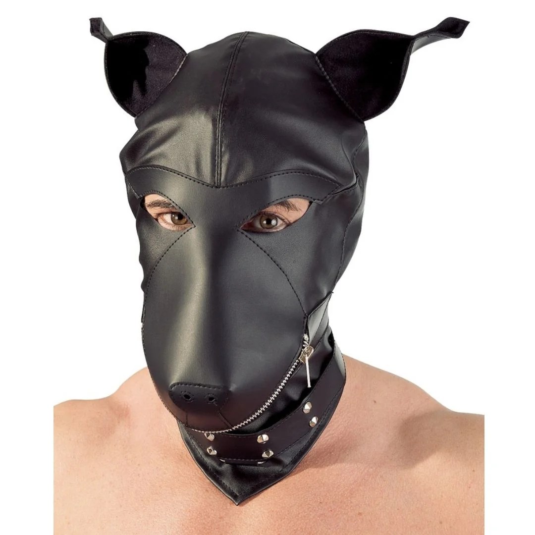 Kopfmaske in Hundeoptik mit Reißverschluss