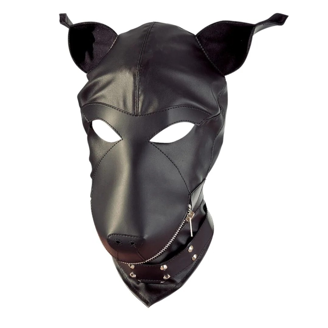 Kopfmaske in Hundeoptik mit Reißverschluss
