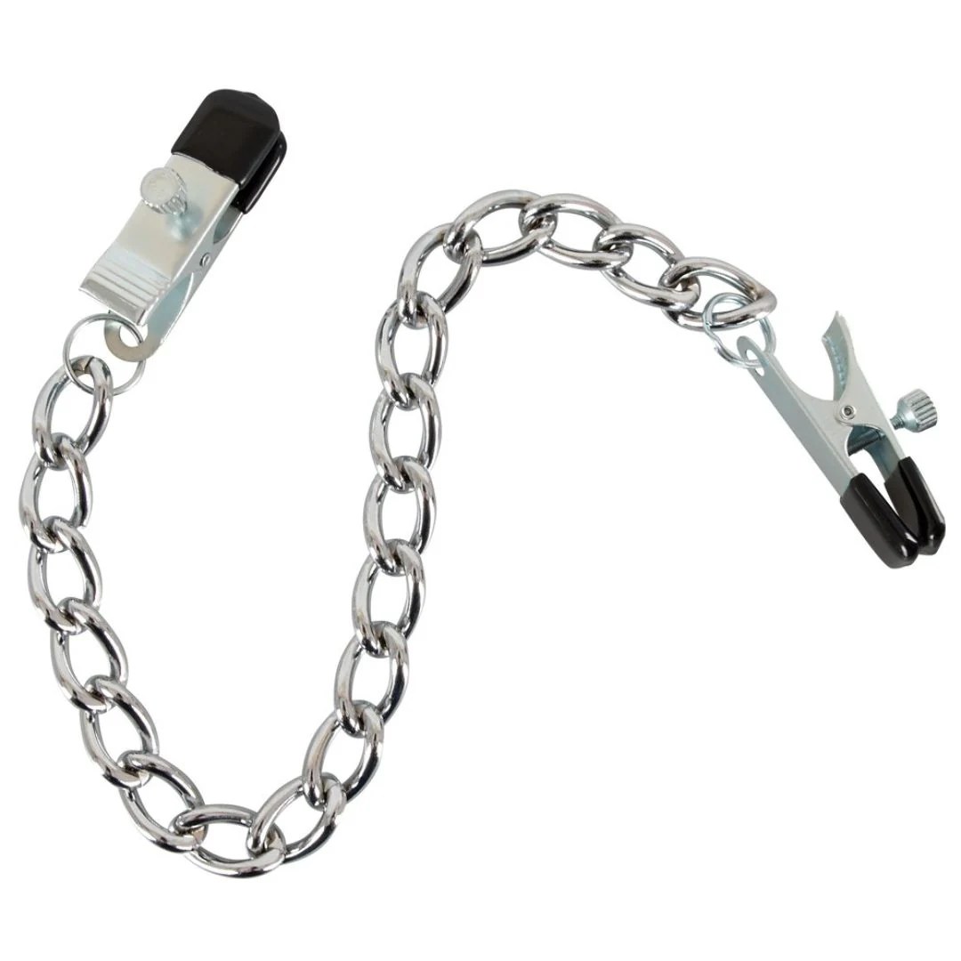 Nippelklammern mit Brustwarzenkette aus Metall