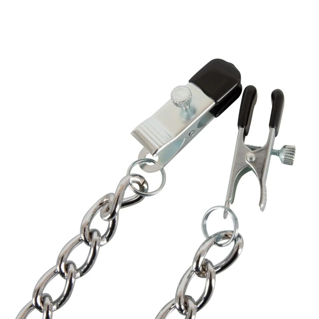 Nippelklammern mit Brustwarzenkette aus Metall