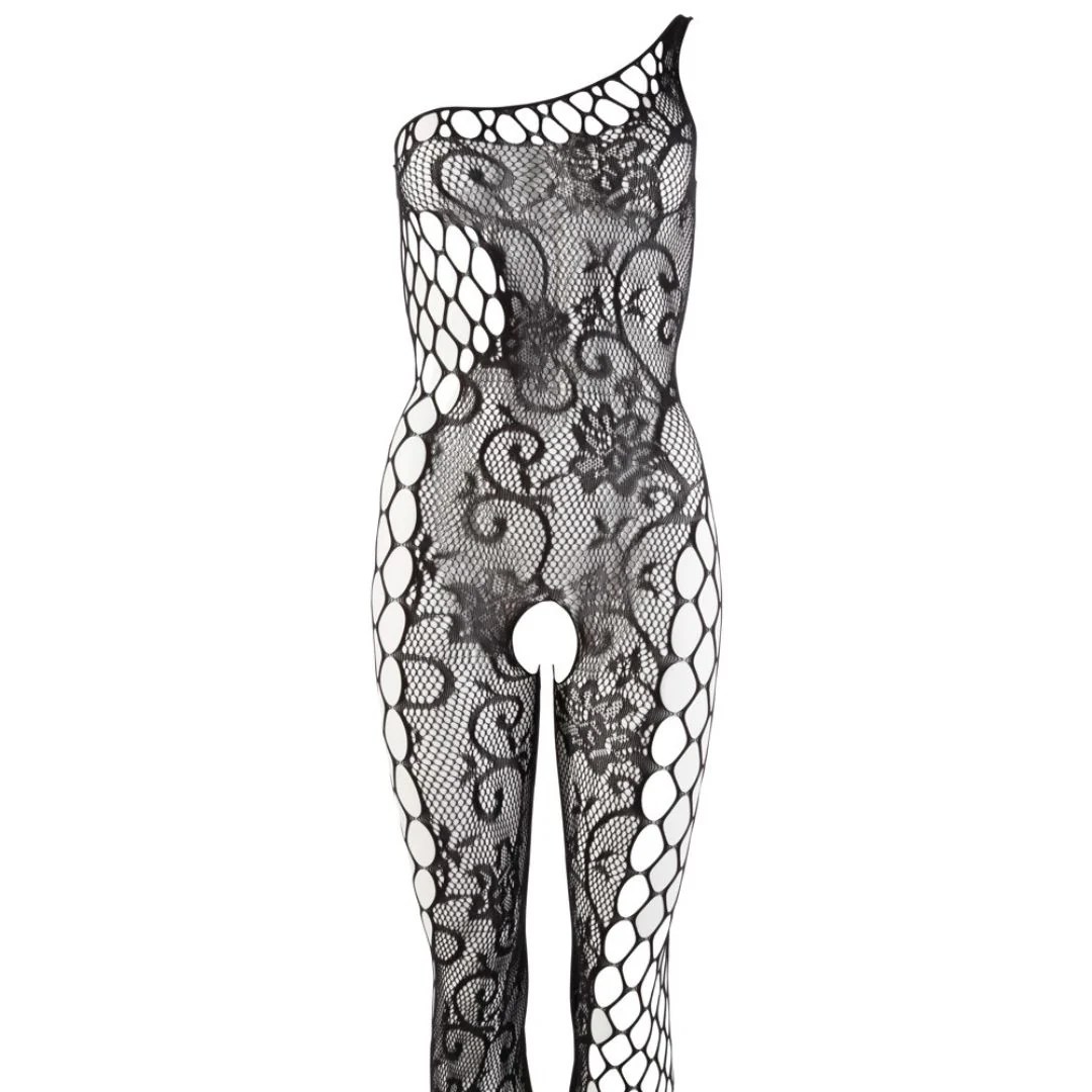 Bodystocking Ouvert mit asymmetrischer Netzstruktur