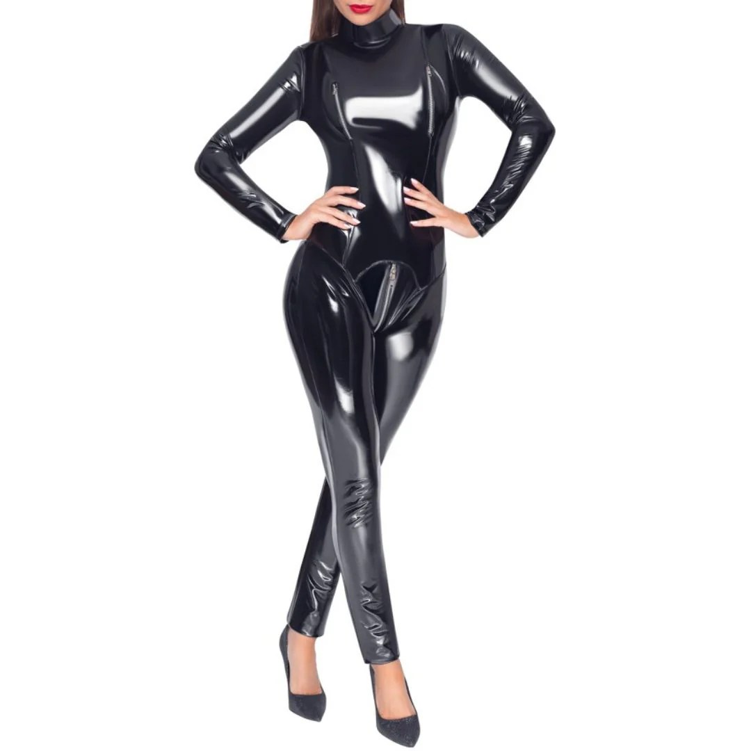 Langarm Overall aus Lack mit Kragen