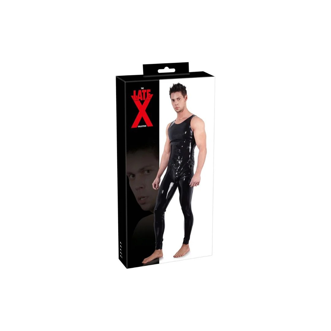 Ärmelloser Overall aus Latex mit Reißverschluss im Schritt