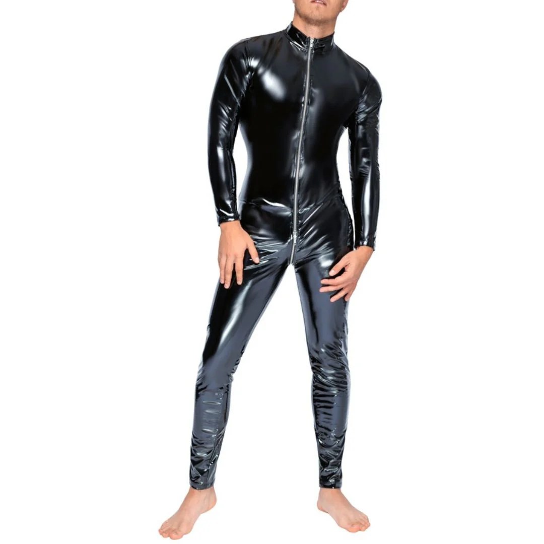 Overall aus Stretchlack, mit 3-Wege-Reißverschluss