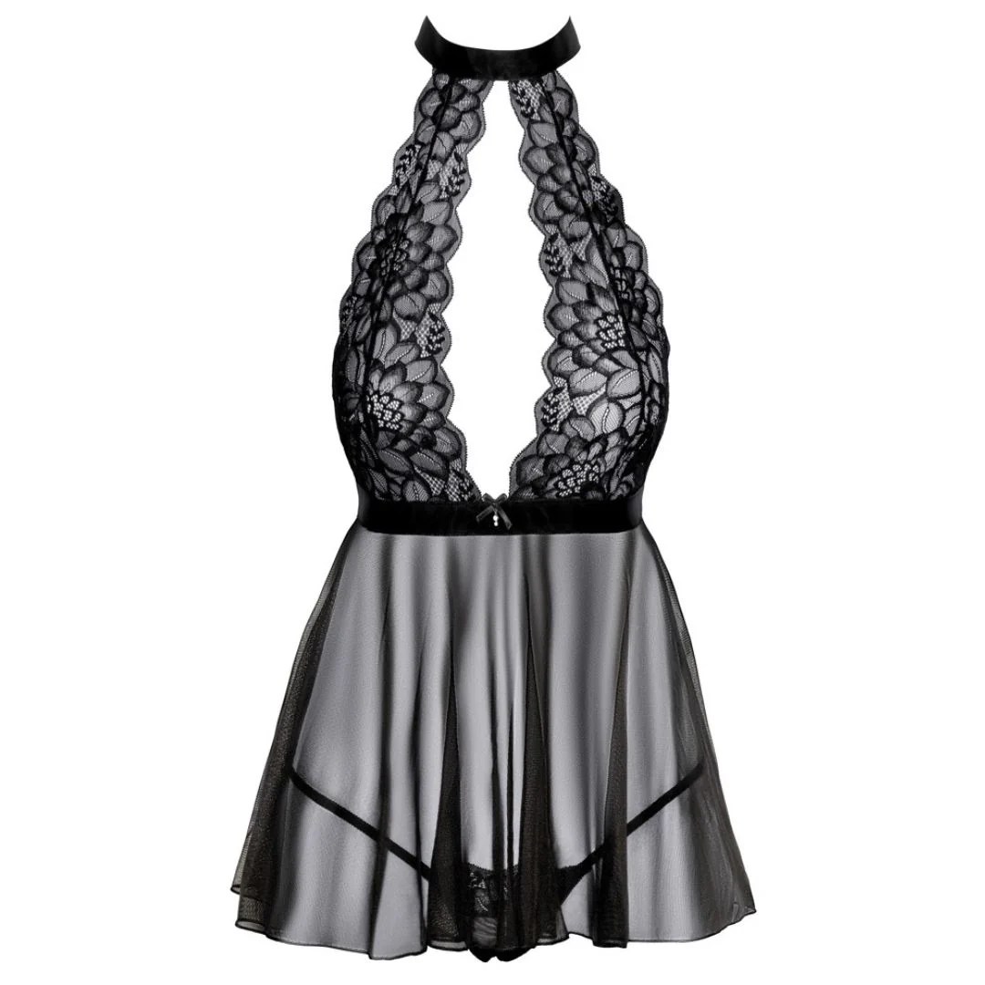 Neckholder Babydoll mit Spitze und Satinband