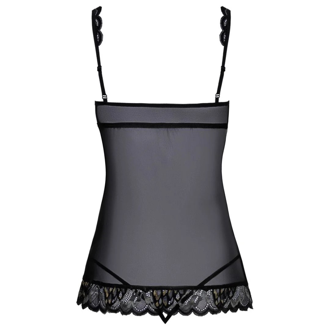 Kurzes Babydoll mit Effektspitze plus String