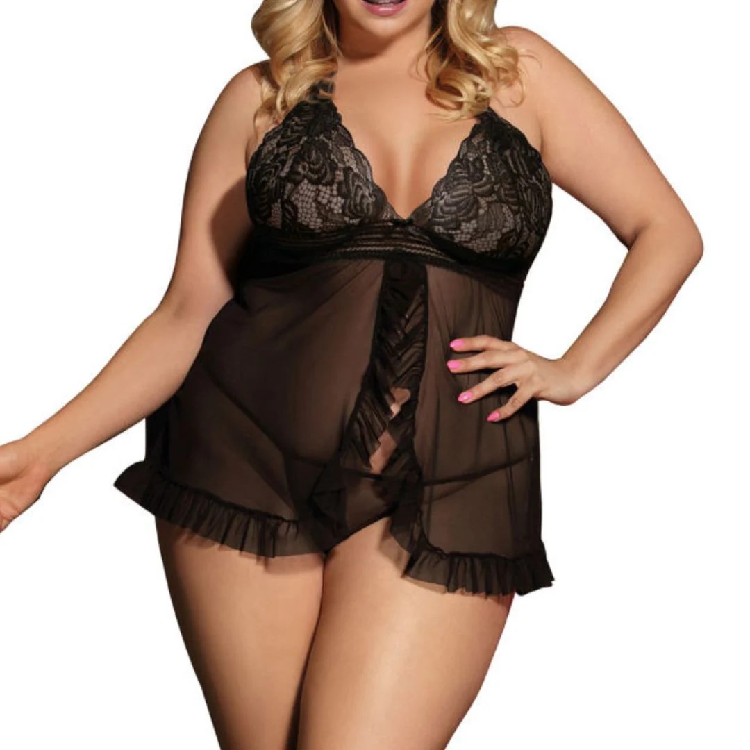 Babydoll mit Volants plus Tanga