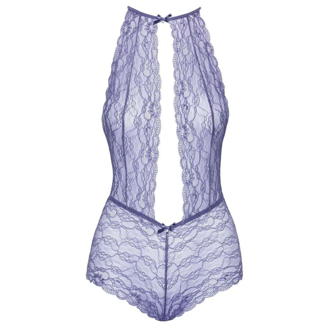 Lavendelfarbener Body aus Spitze