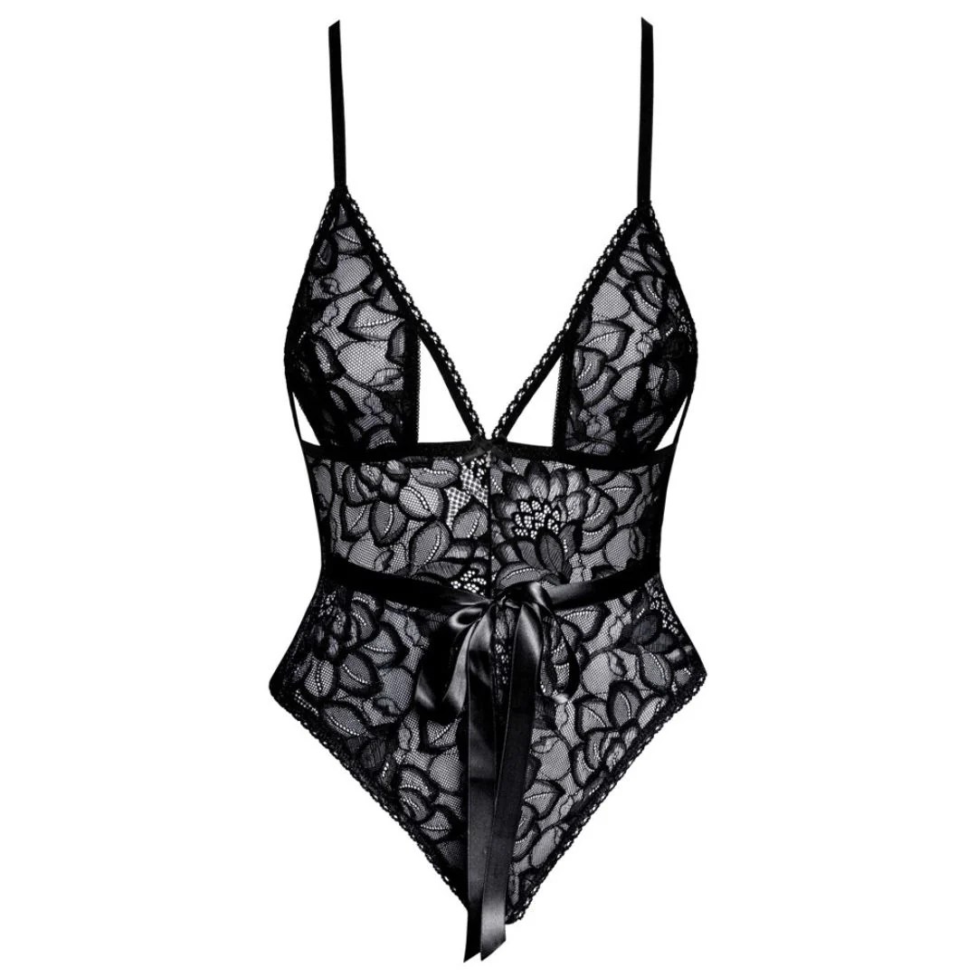 Stringbody aus Spitze mit Satingürtel