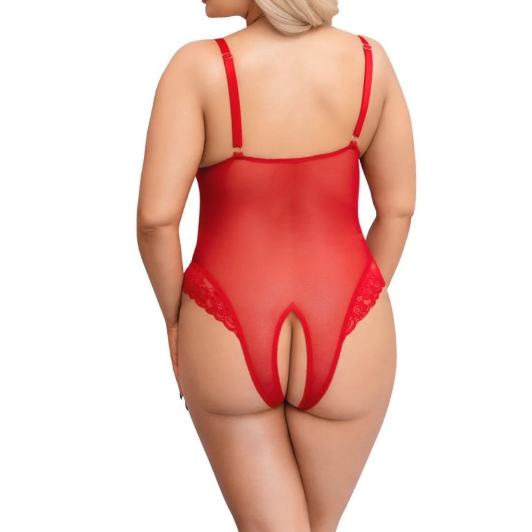Body Ouvert aus Powernet mit Spitzen-Einsätzen
