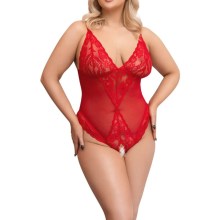 Body Ouvert aus Powernet mit Spitzen-Einsätzen Body Ouvert aus Powernet mit Spitzen-Einsätzen