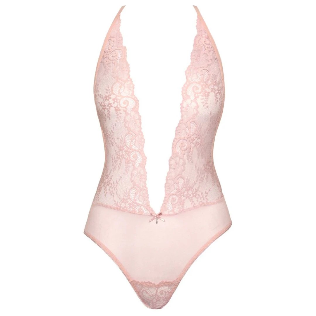Stringbody aus rosa Powernet und Spitze