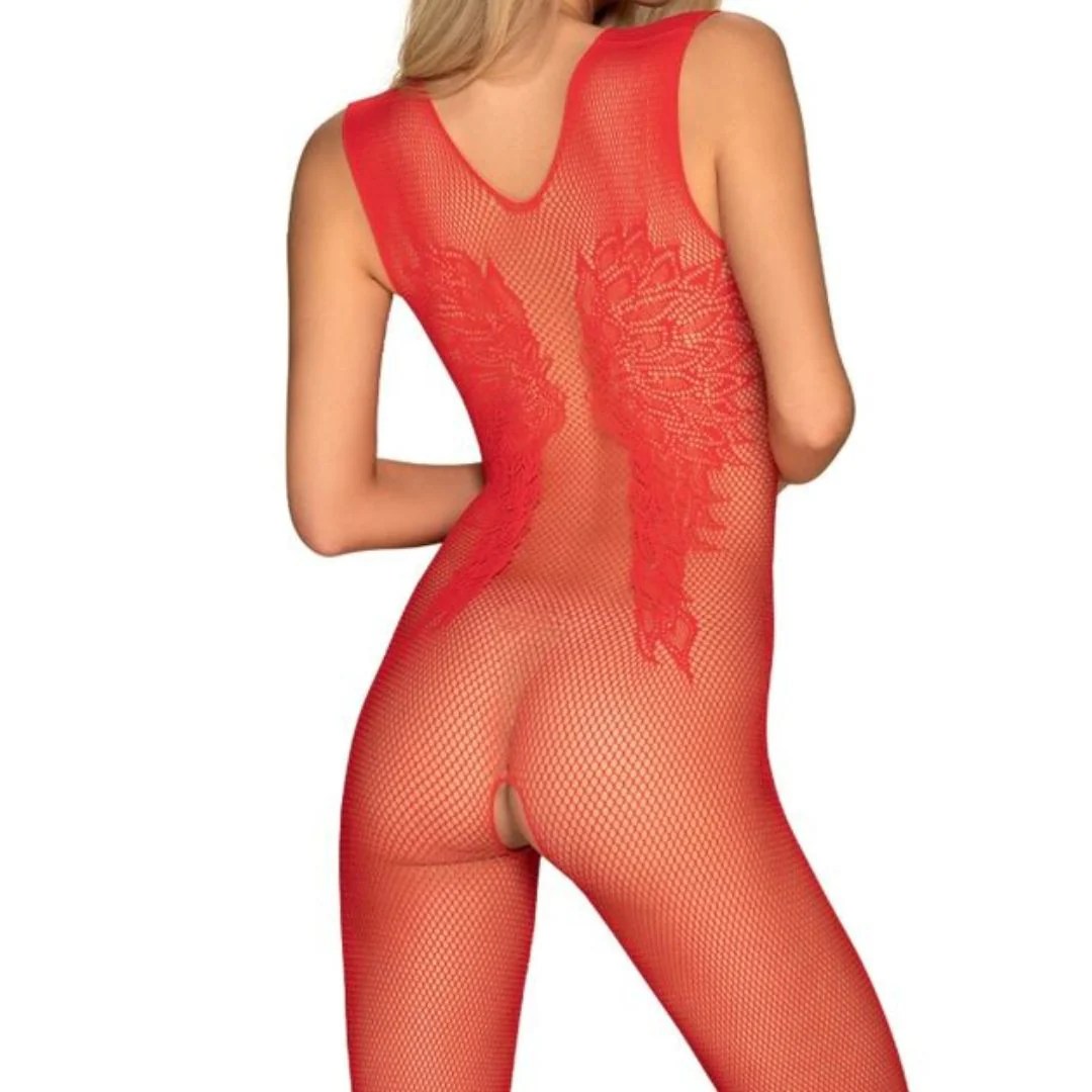 Bodysuit Ouvert aus Netz mit Blumenmuster