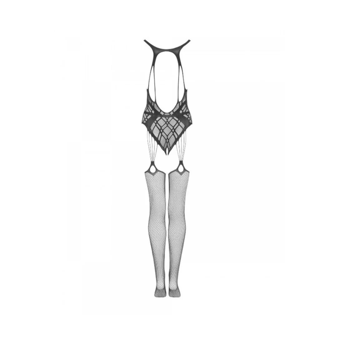 Bodystocking Ouvert aus Netz im Strapsdesign