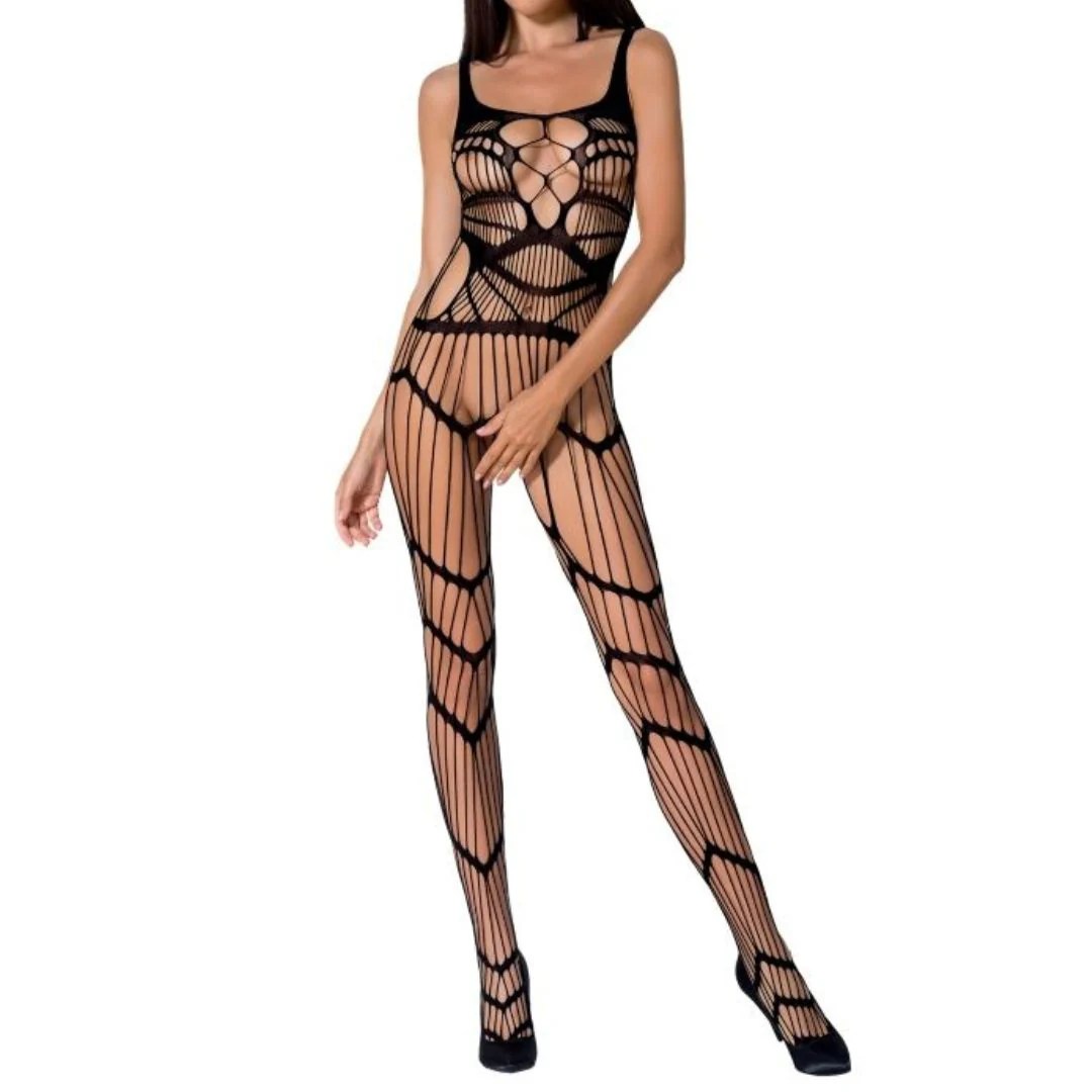 Bodysuit Ouvert aus Netz mit Fuß