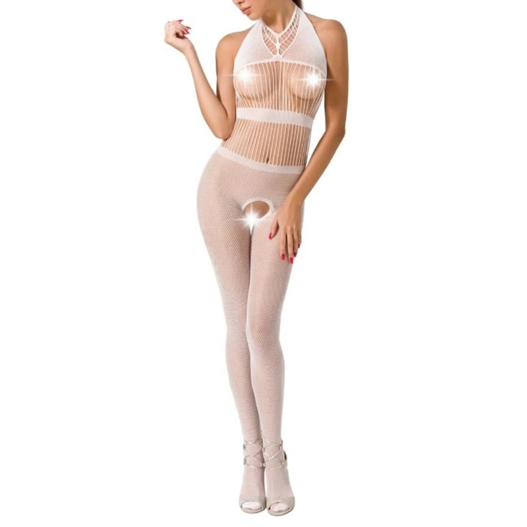 Bodystocking Ouvert aus Netz im Neckholder-Design