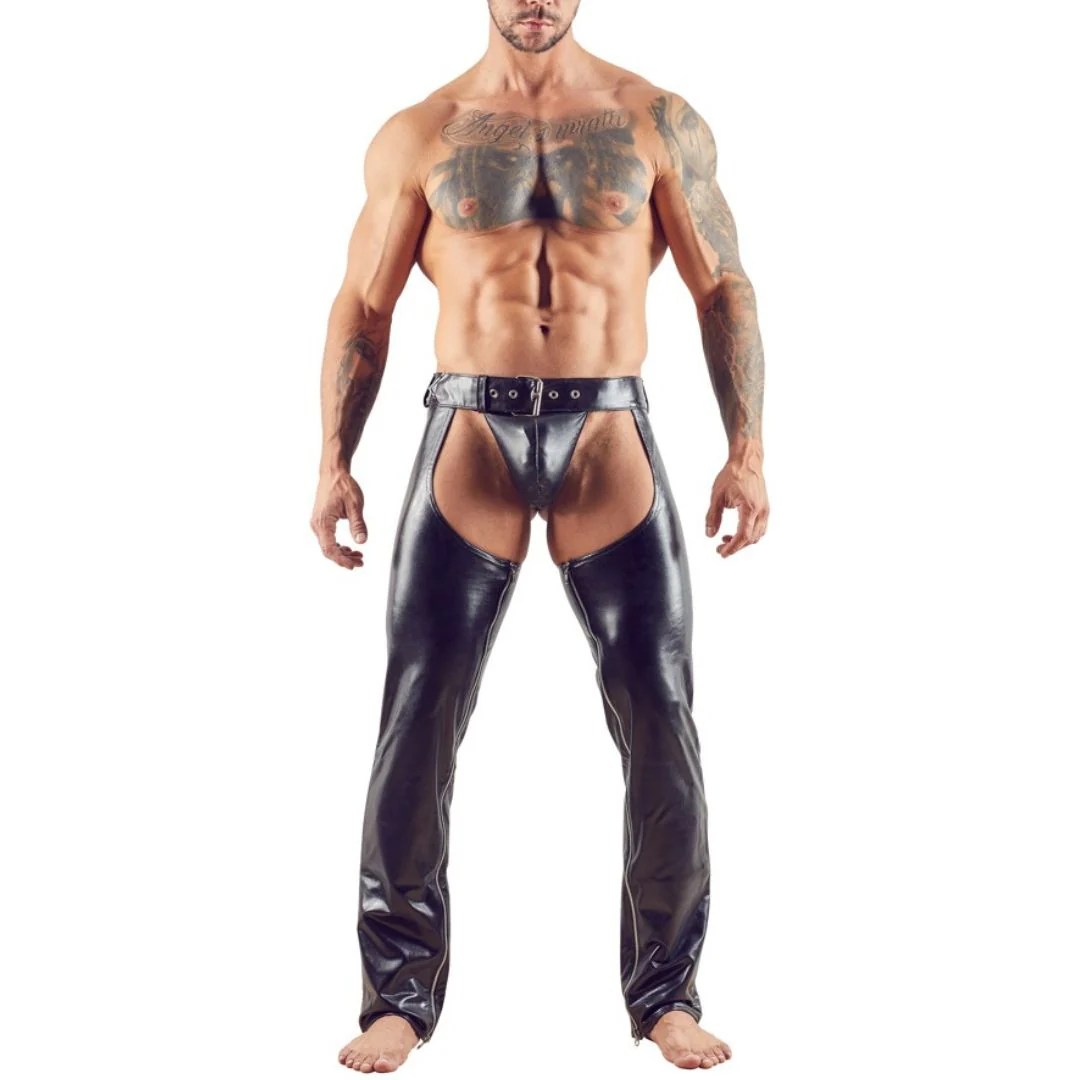 Chaps plus String aus Lederimitat
